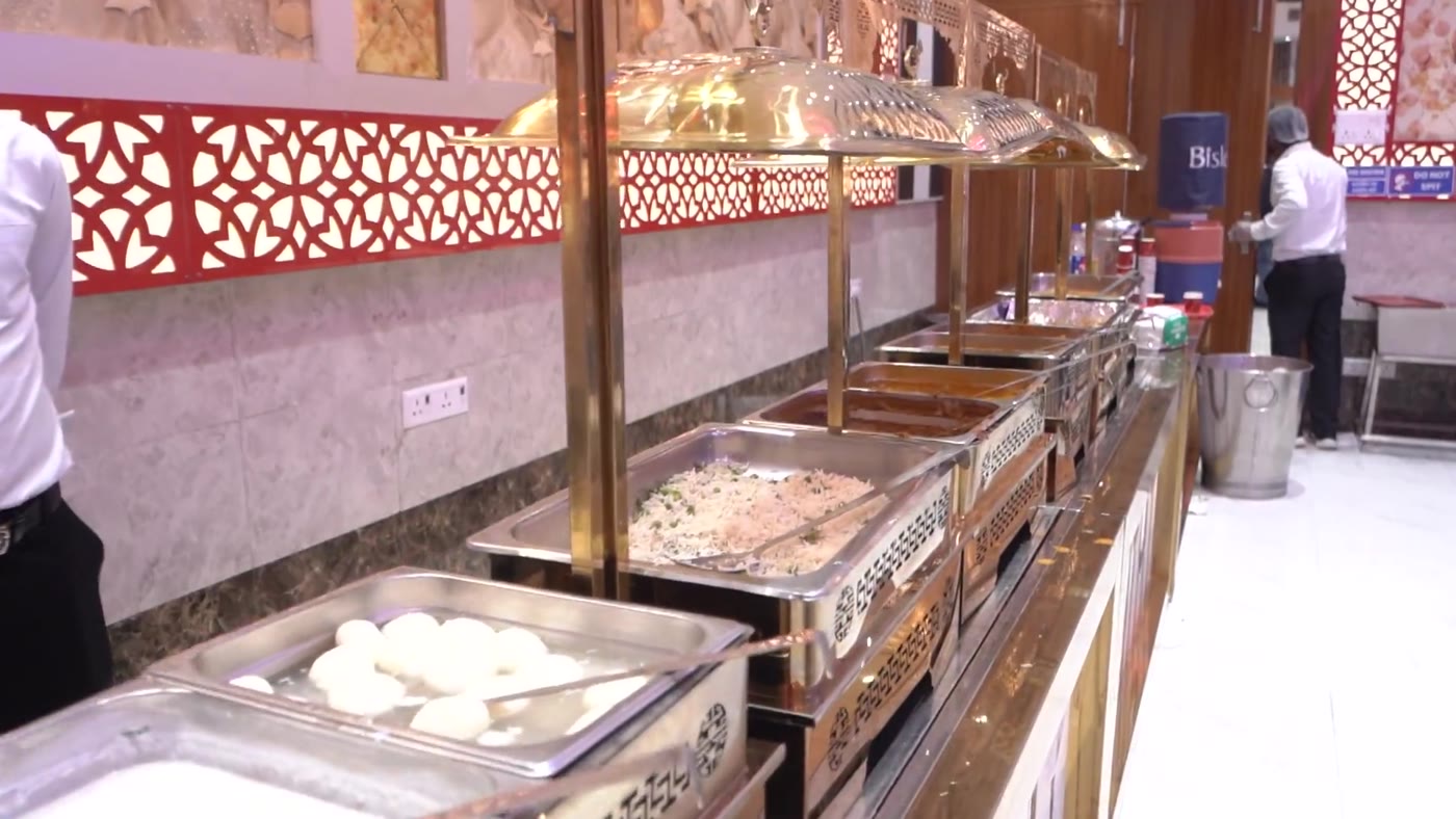 Pure vegetarian buffet counter with North Indian dishes at Maa Restaurant