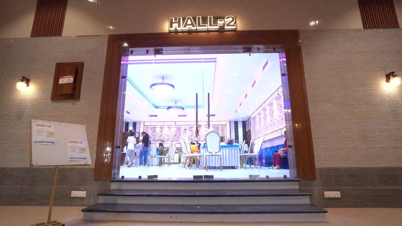 Hall 2 entrance at Maa Mahal Party Hall, an indoor party hall with LED lighting in Greater Noida West
